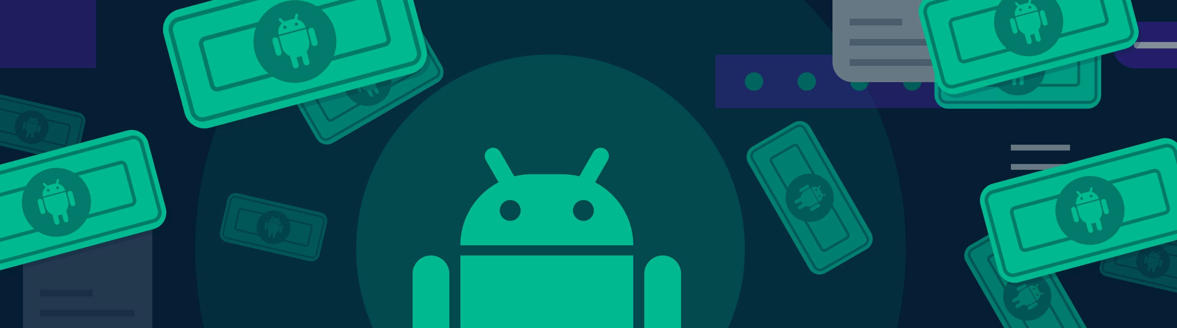 There is a big Android logo in the front, with a couple of others around it on the cards.