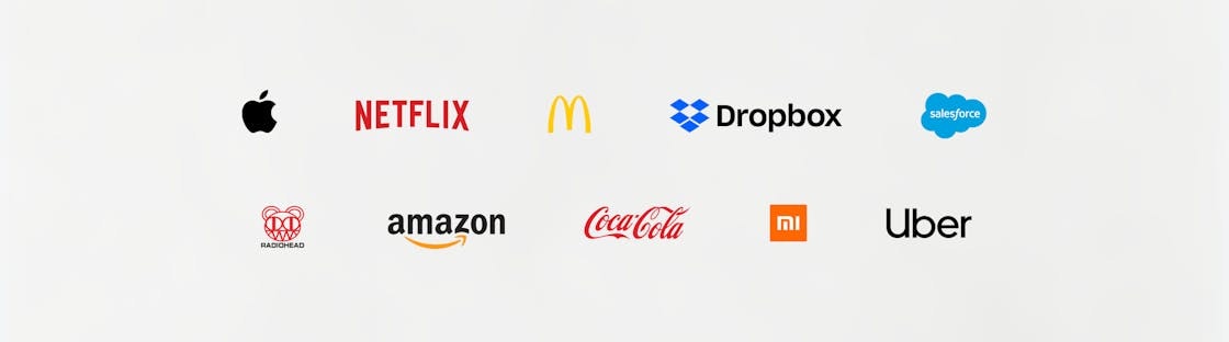 Ten logos of worldwide known companies