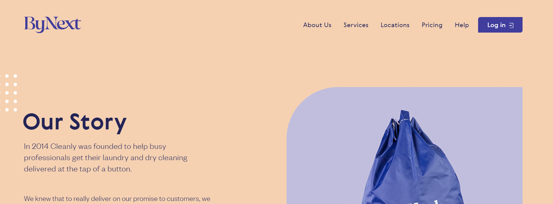 Site of ByNext - a US laundry and dry cleaning service