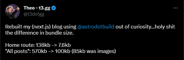 Screenshot of a feedback on the Astro framework