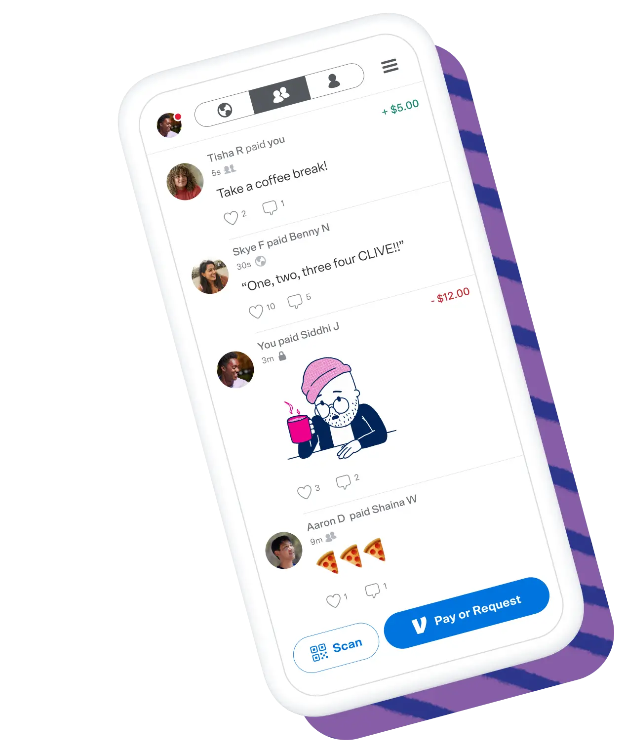 Social feed in the Venmo app