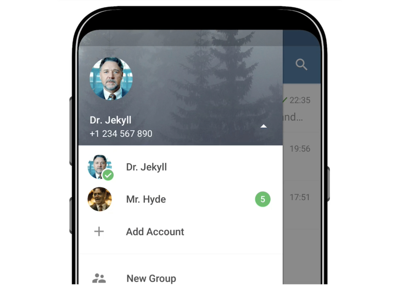 Example of Telegram's multiple log-in