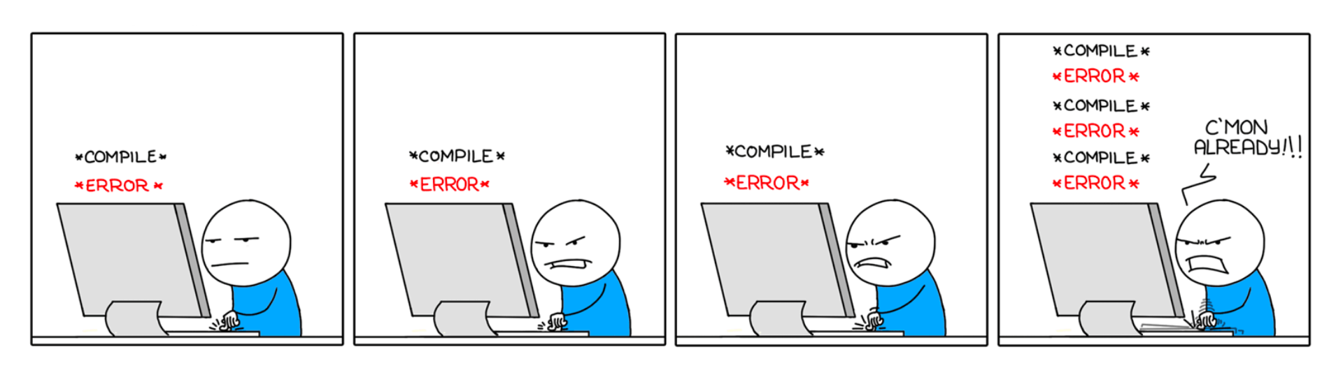 Meme of a little guy trying to fix bugs