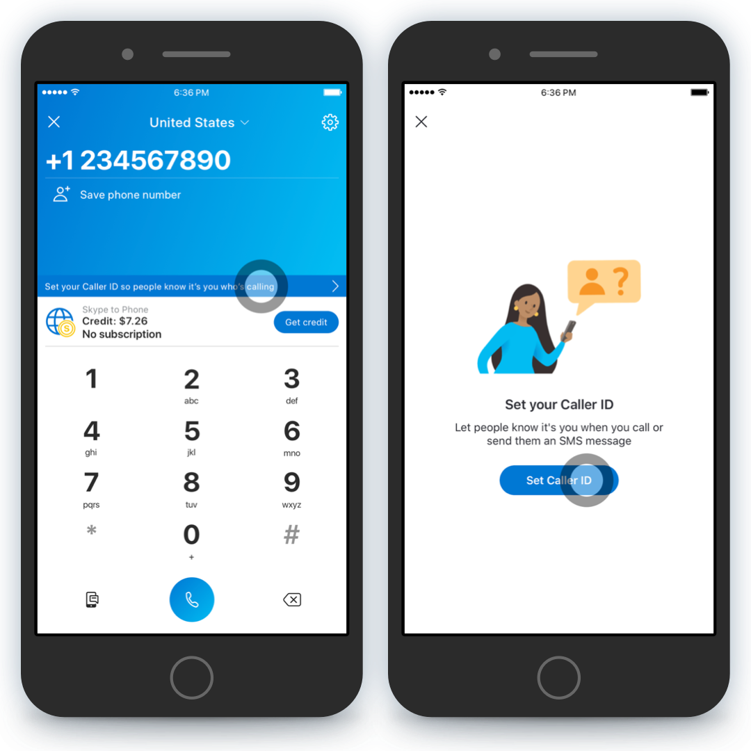 Example of Skype functionality on two screens