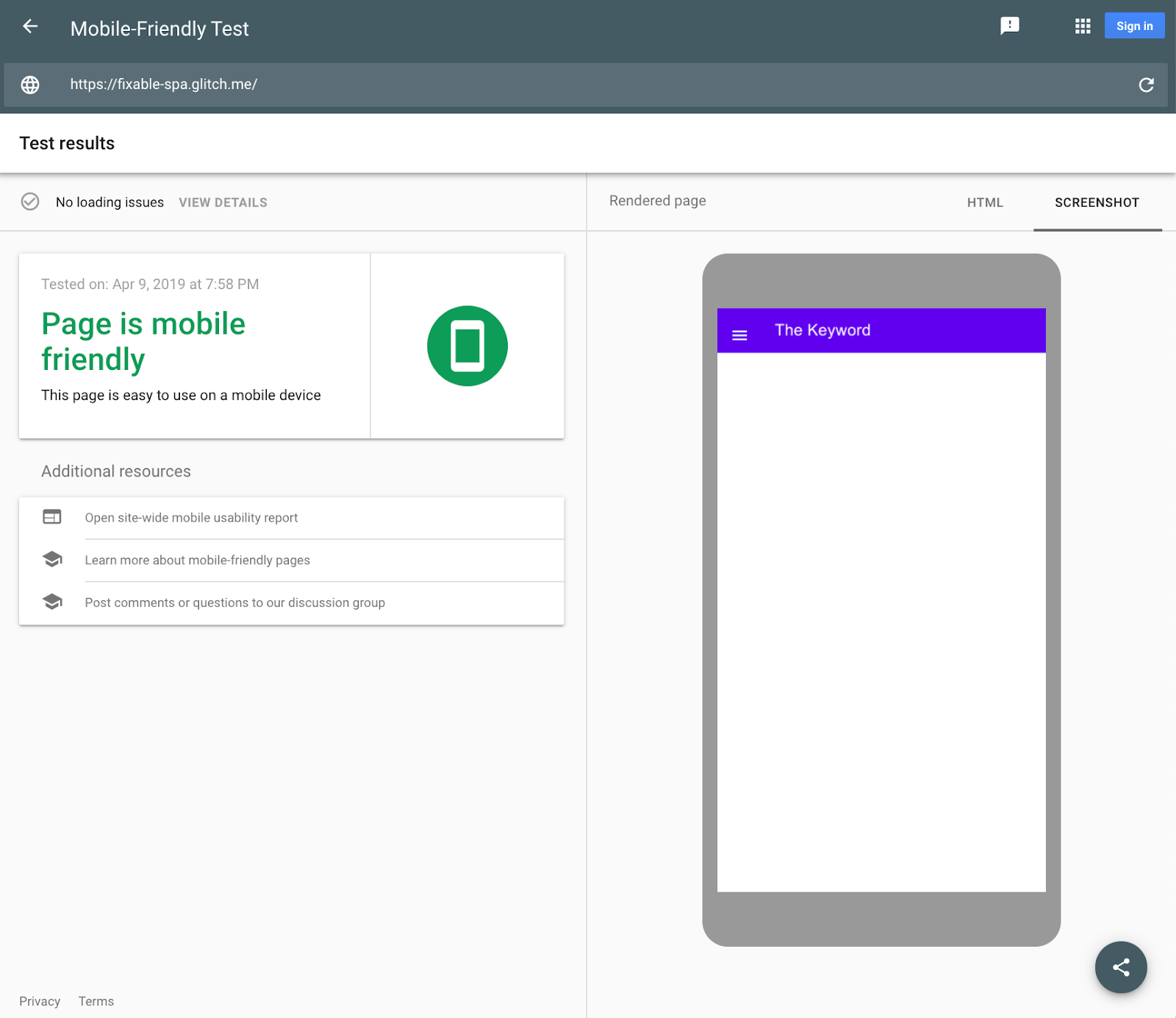 Google’s Mobile-Friendly Test demonstrates