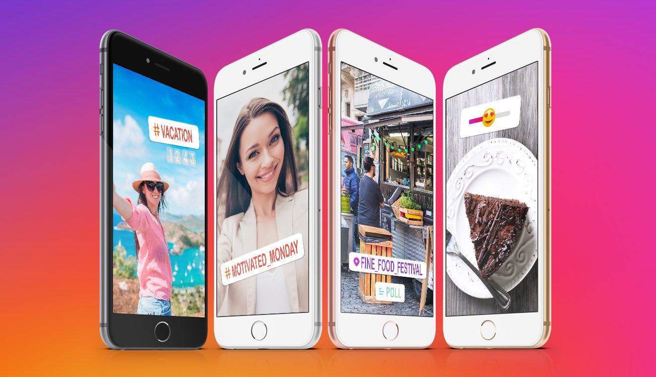 Four smartphones with the examples of mobile app design