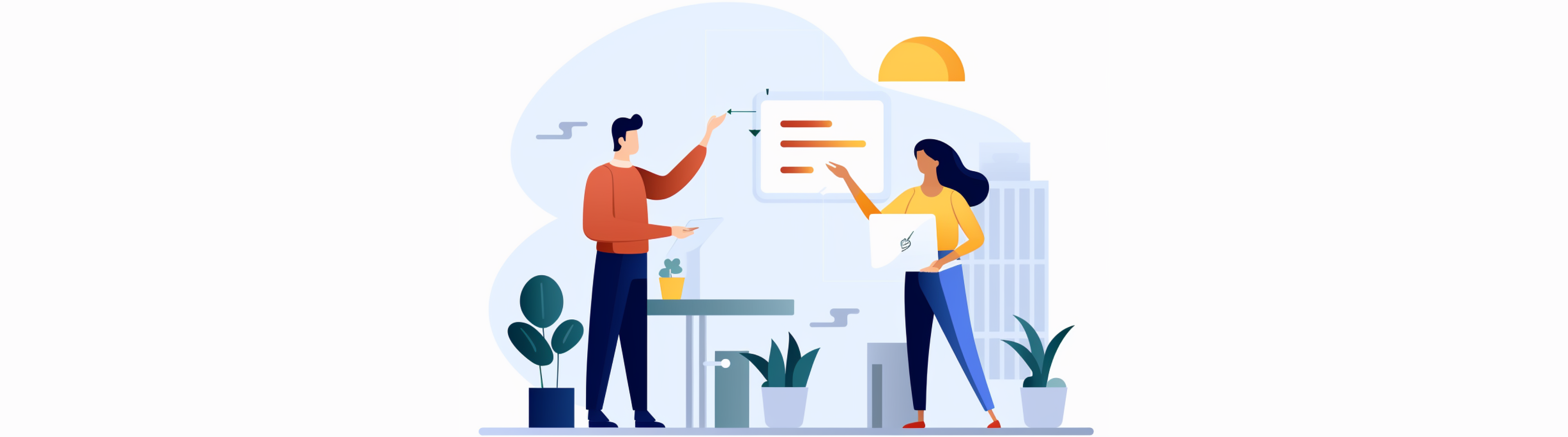 Two people are engaging in product development