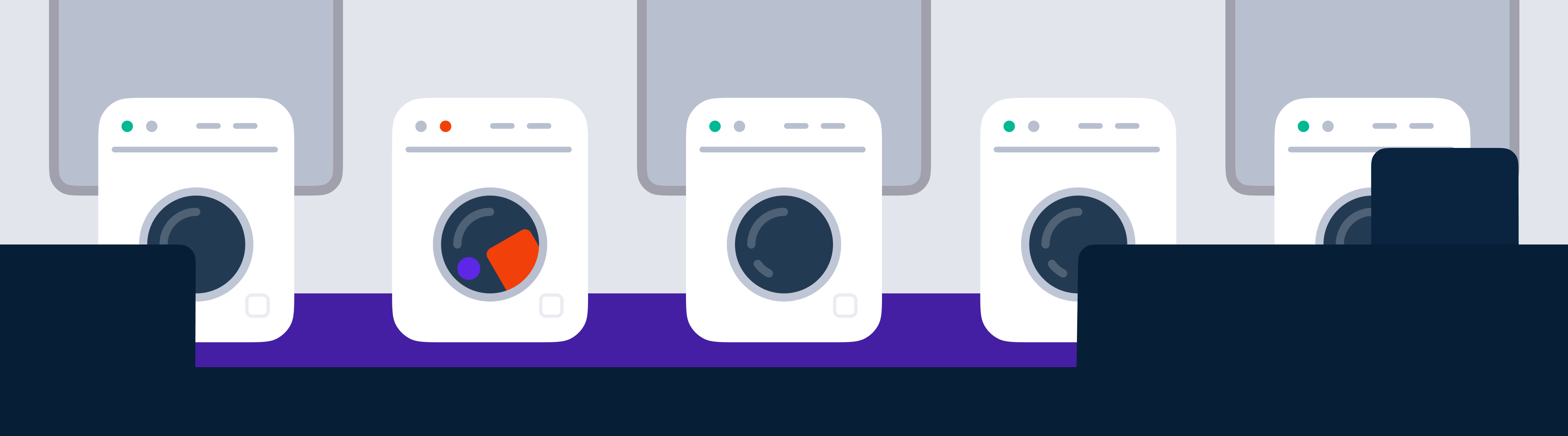 The washing machines in the laundry