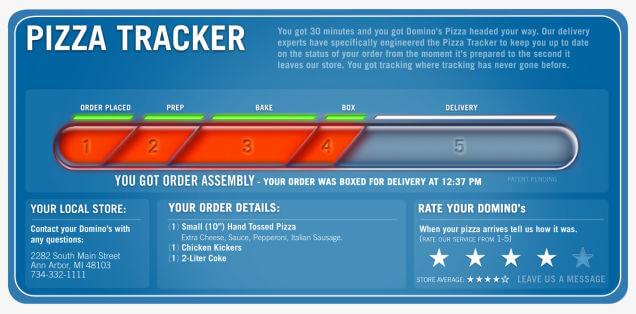 Pizza tracker by Domino's Pizza