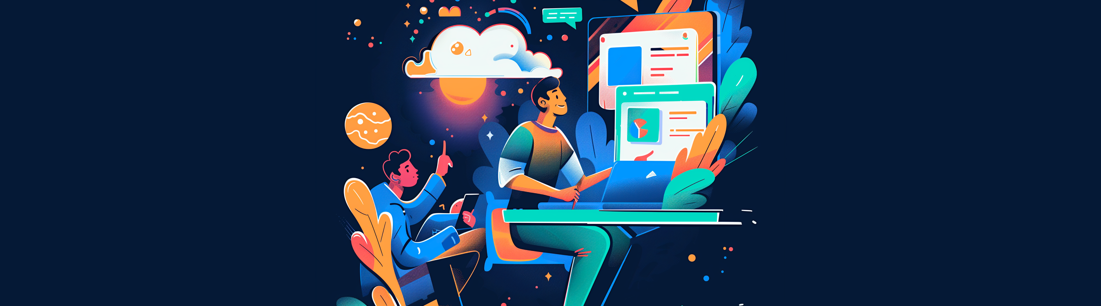Two developers working on a start-up