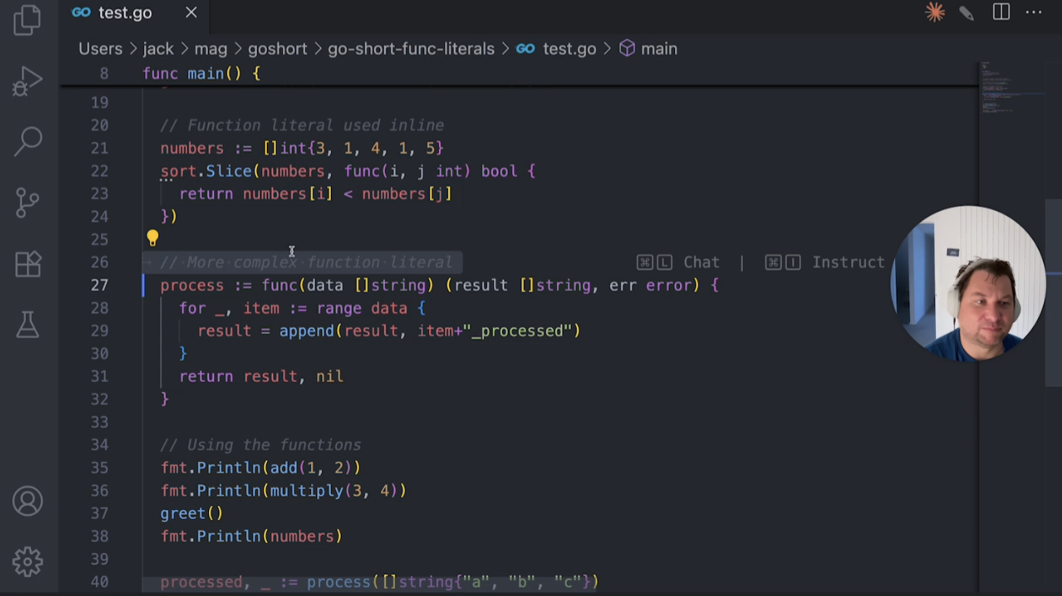 Screenshot with a part of code