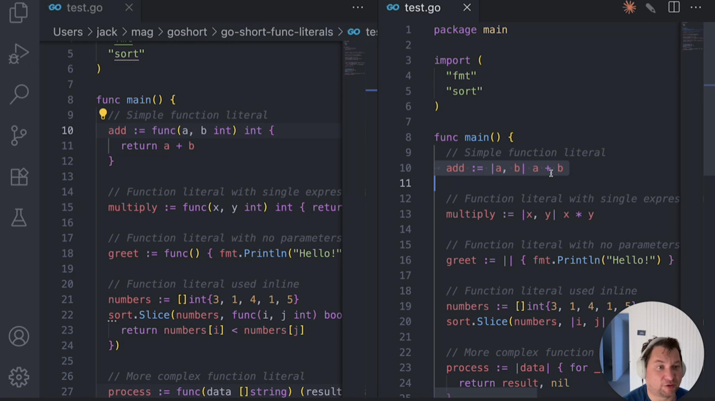 Screenshot with a part of code simplified by the plugin
