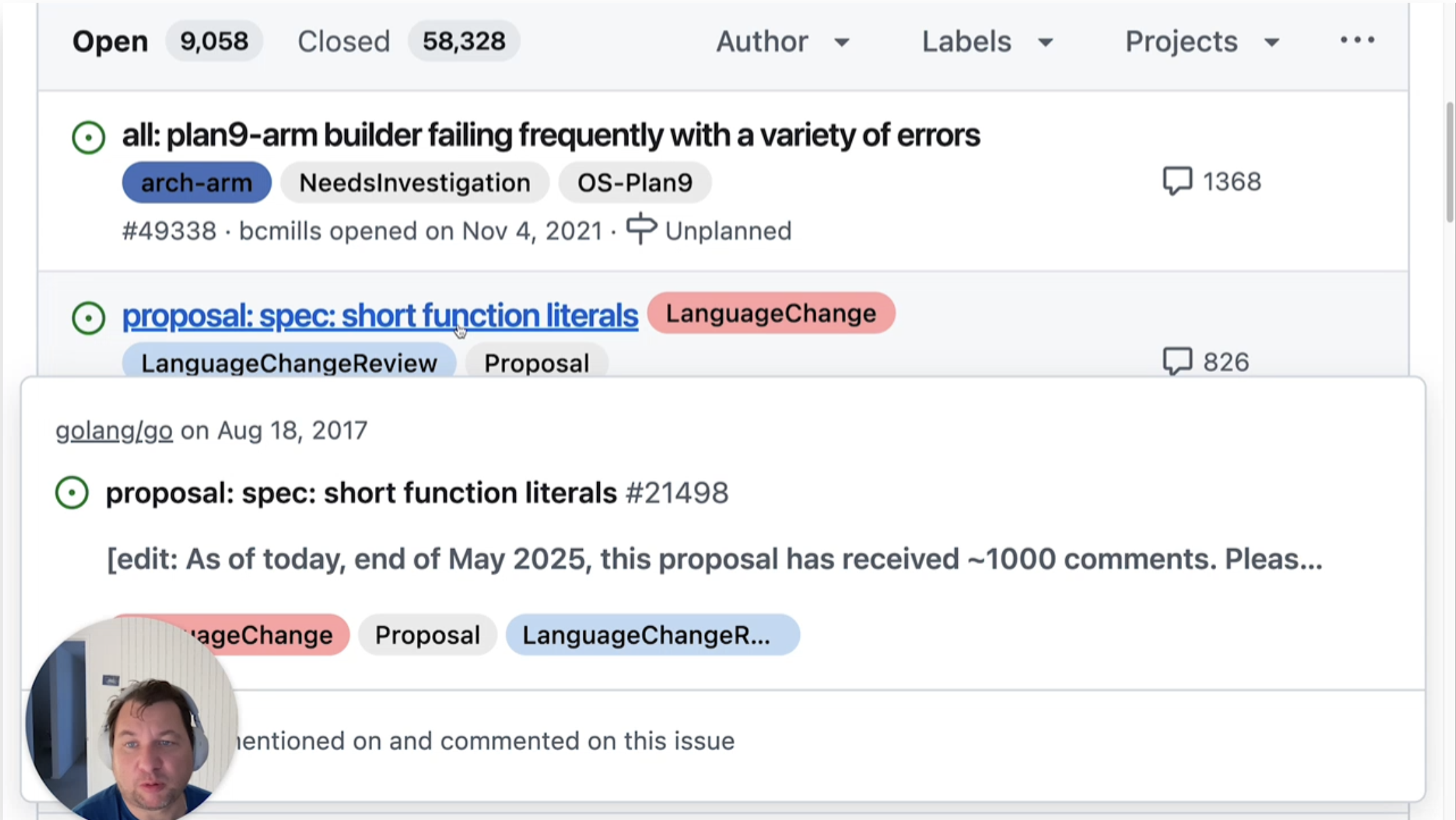 Screenshot with a github discussion on it