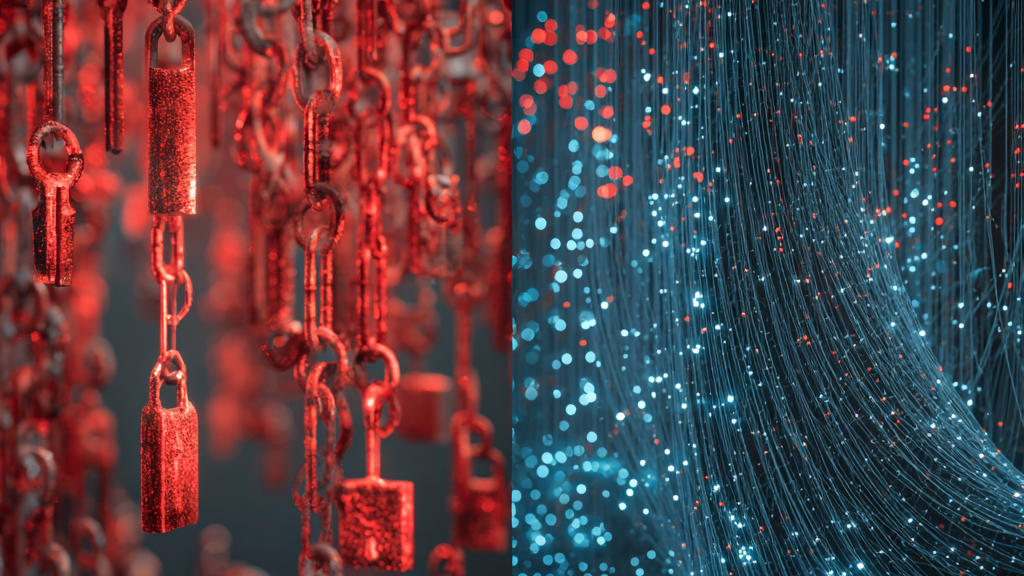 Shiny chains made of locks and beads