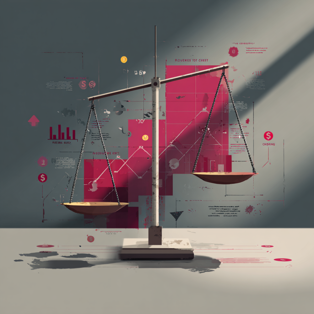 Scales in the foreground with graphs in the background