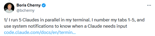 Screenshot of Boris Cherny's post 1