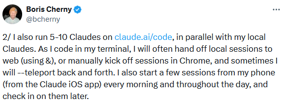 Screenshot of Boris Cherny's post 2