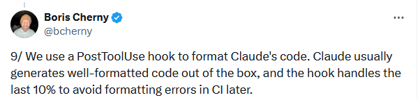 Screenshot of Boris Cherny's post 9
