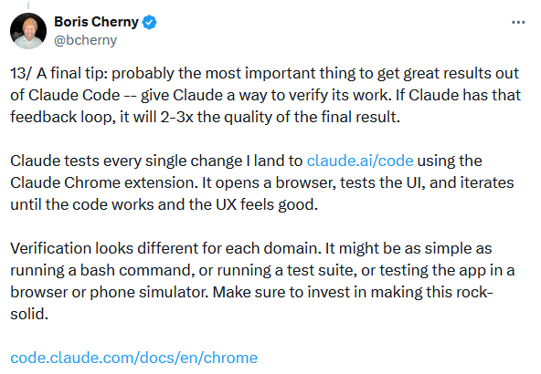 Screenshot of Boris Cherny's post 13