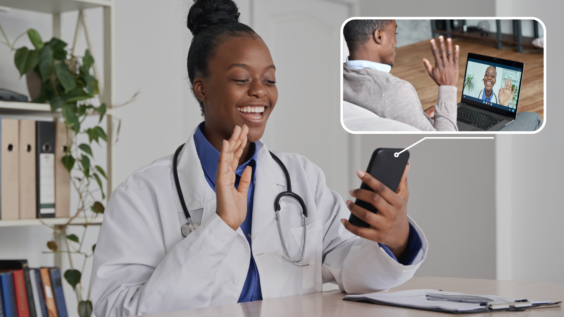 Doctor and patient using telemedicine