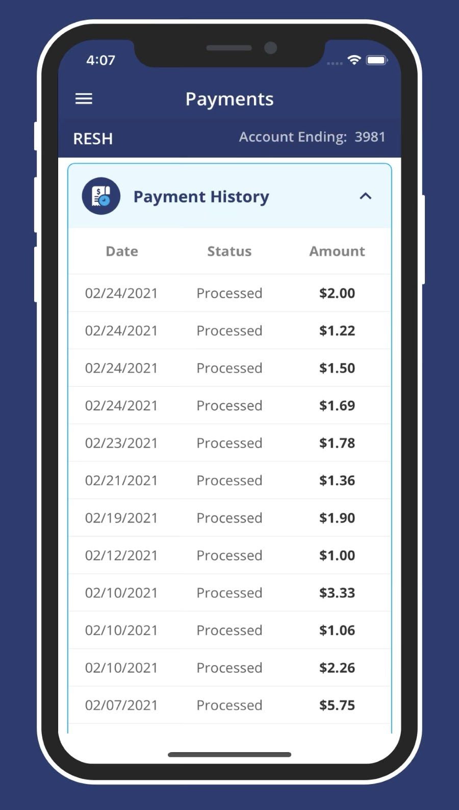 transaction history