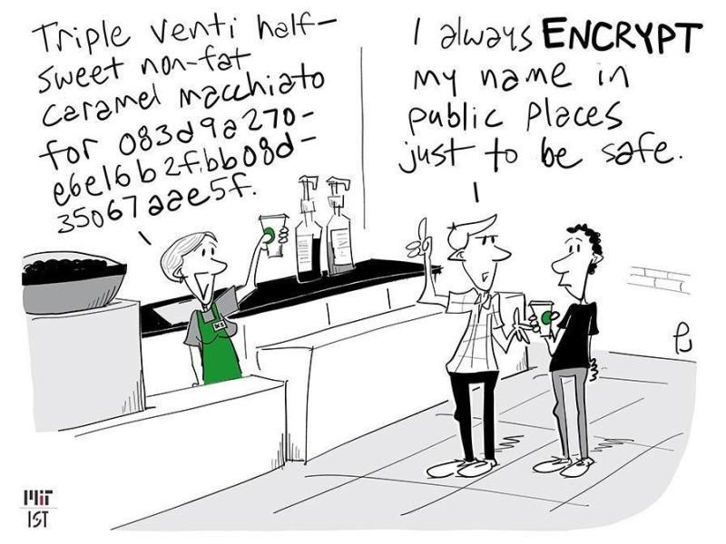 A female barista calls a client who encrypts his name to pick up the finished coffee