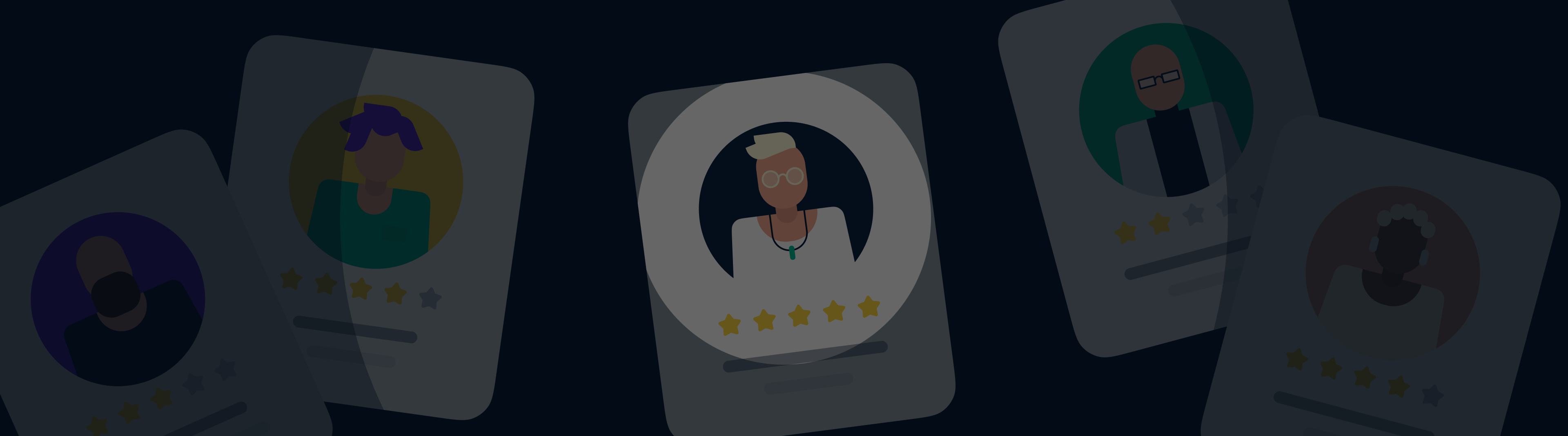 Drawn picture of Golang developers' cards with ratings
