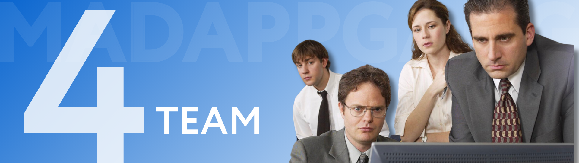 Team of four people working together