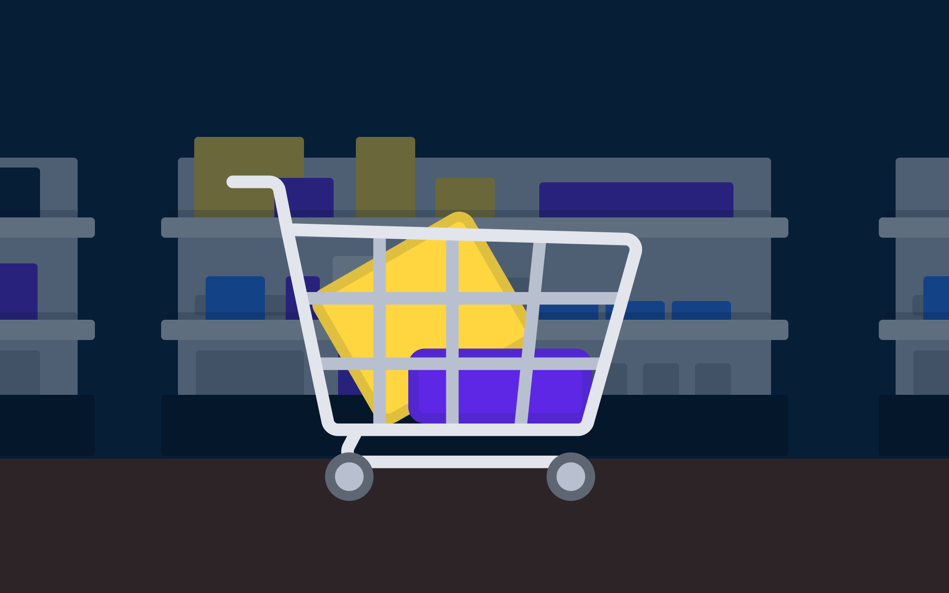 Shopping cart with two boxes in the shop