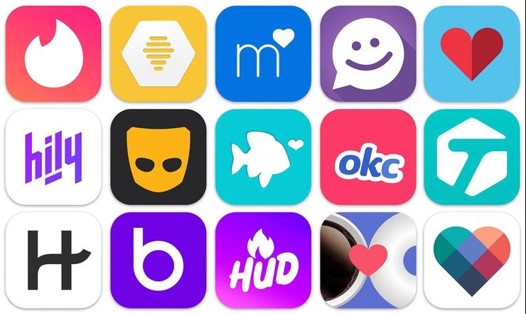 Fifteen logos of dating apps
