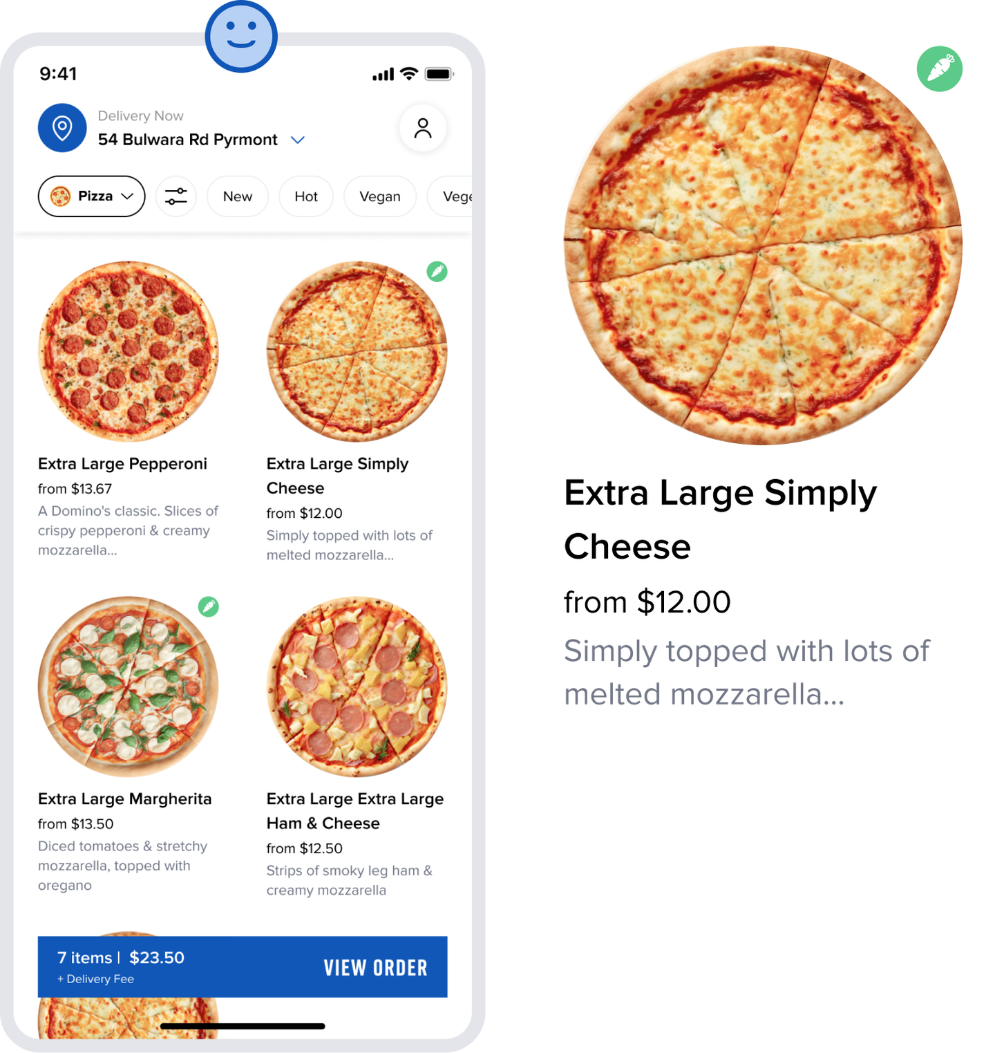 Browse pizza good screen