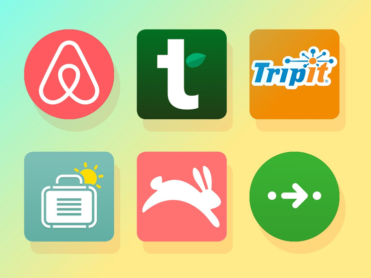 Six logos of services for travellers