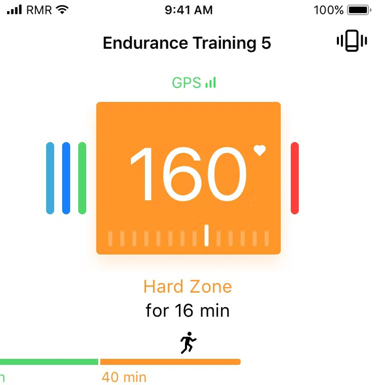 One screen of SmartRun app - an fitness intelligent application for runners developed by MadAppGang